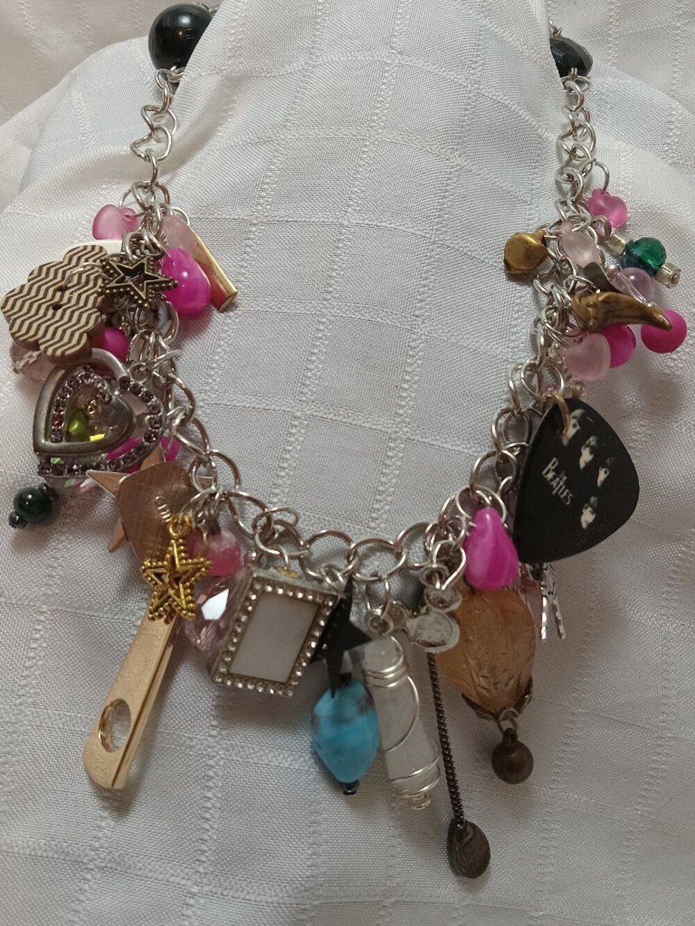 3 - Beautiful one of a kind statement handmade multicolored charm necklace